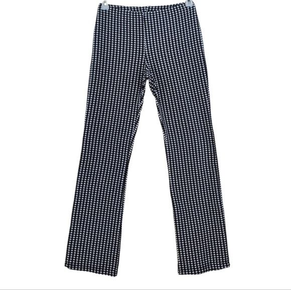 Vtg Y2K Jump Apparel Pant S 25-27x31 Houndstooth Black White Flare Pull-On USA - Picture 9 of 9